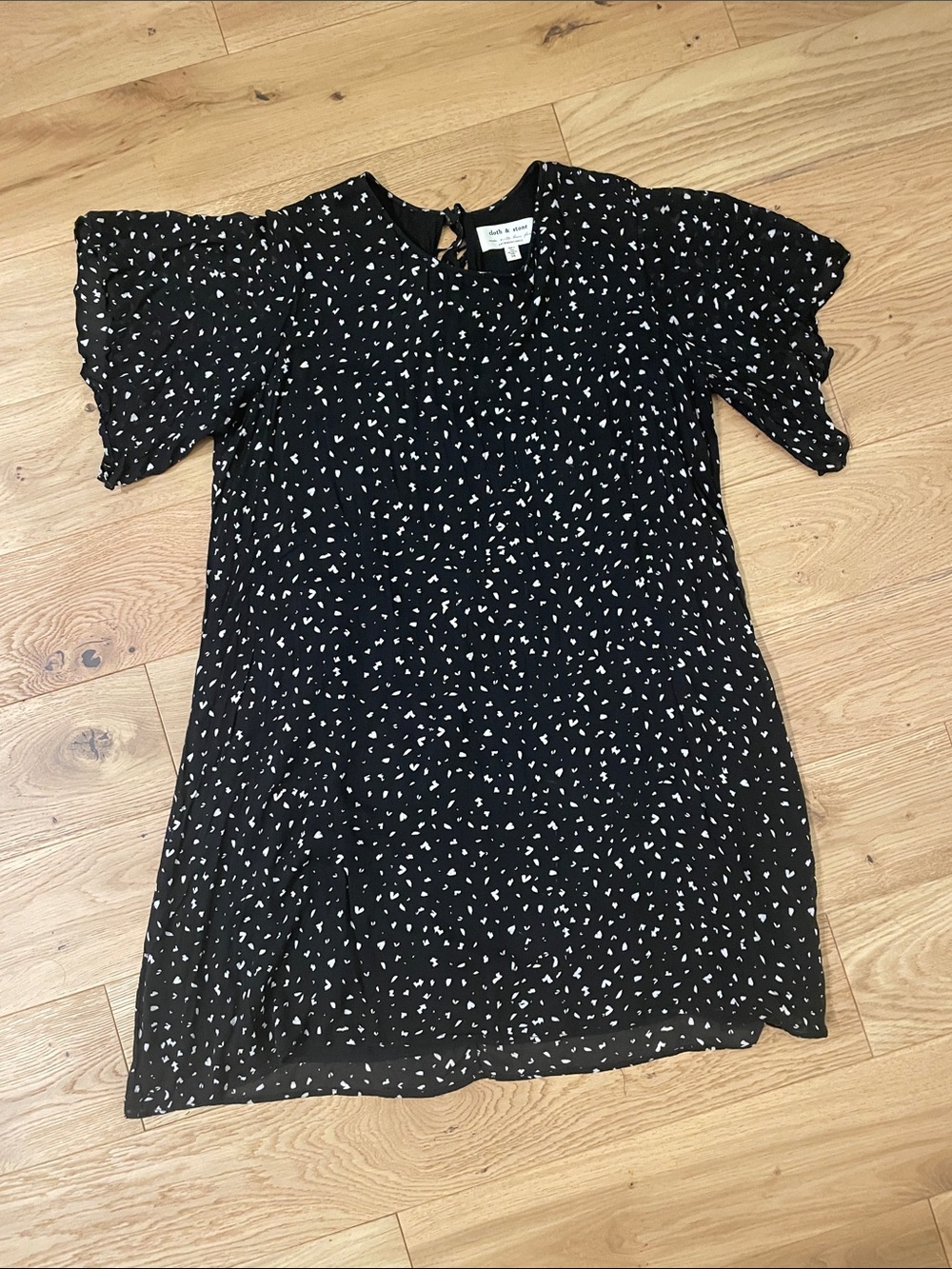 cloth & stone Black Dress with White Speckle Detail